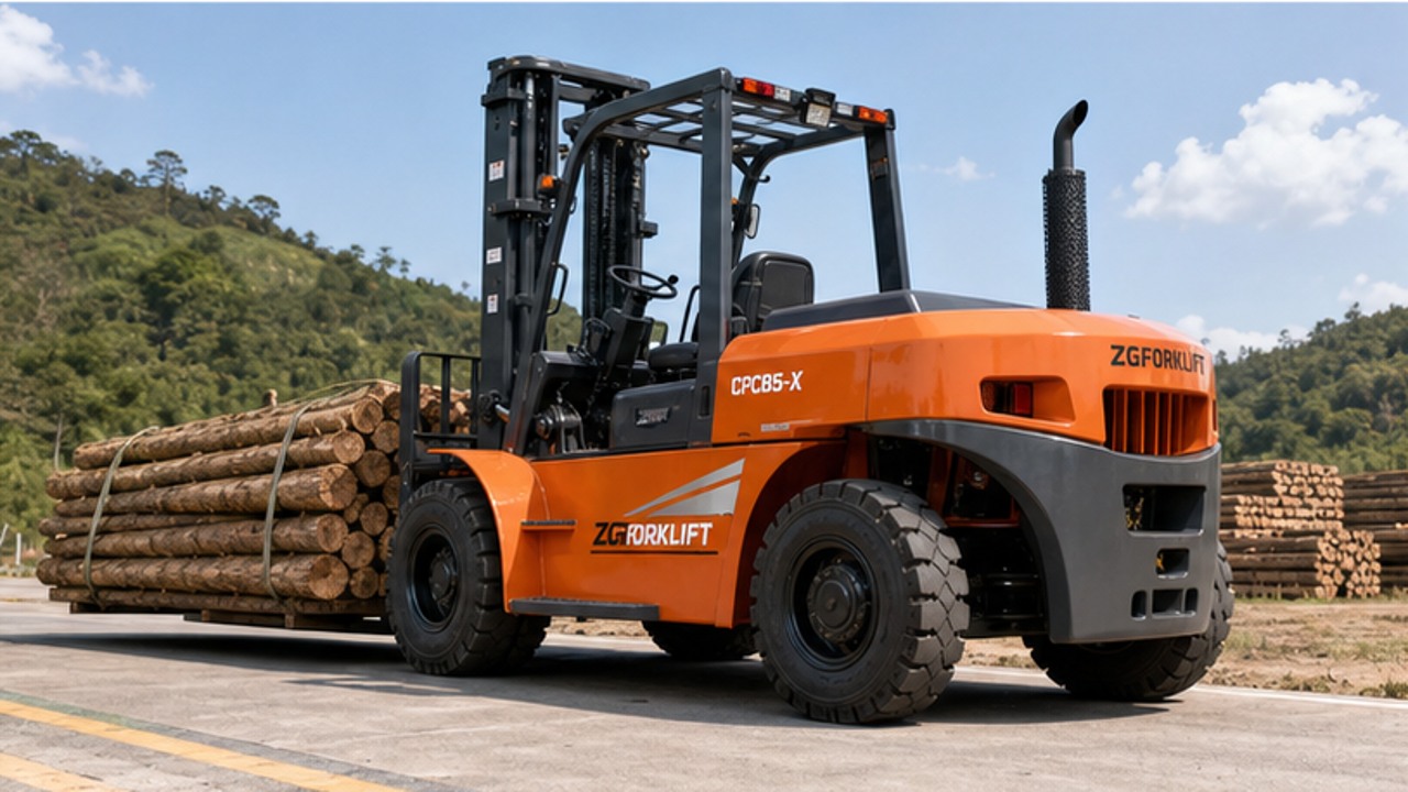 CPC85-X heavy-duty diesel forklift in a customer application scene