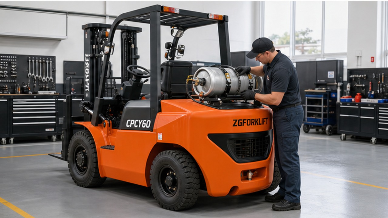 CPCY60 LPG forklift dealer service and maintenance scene
