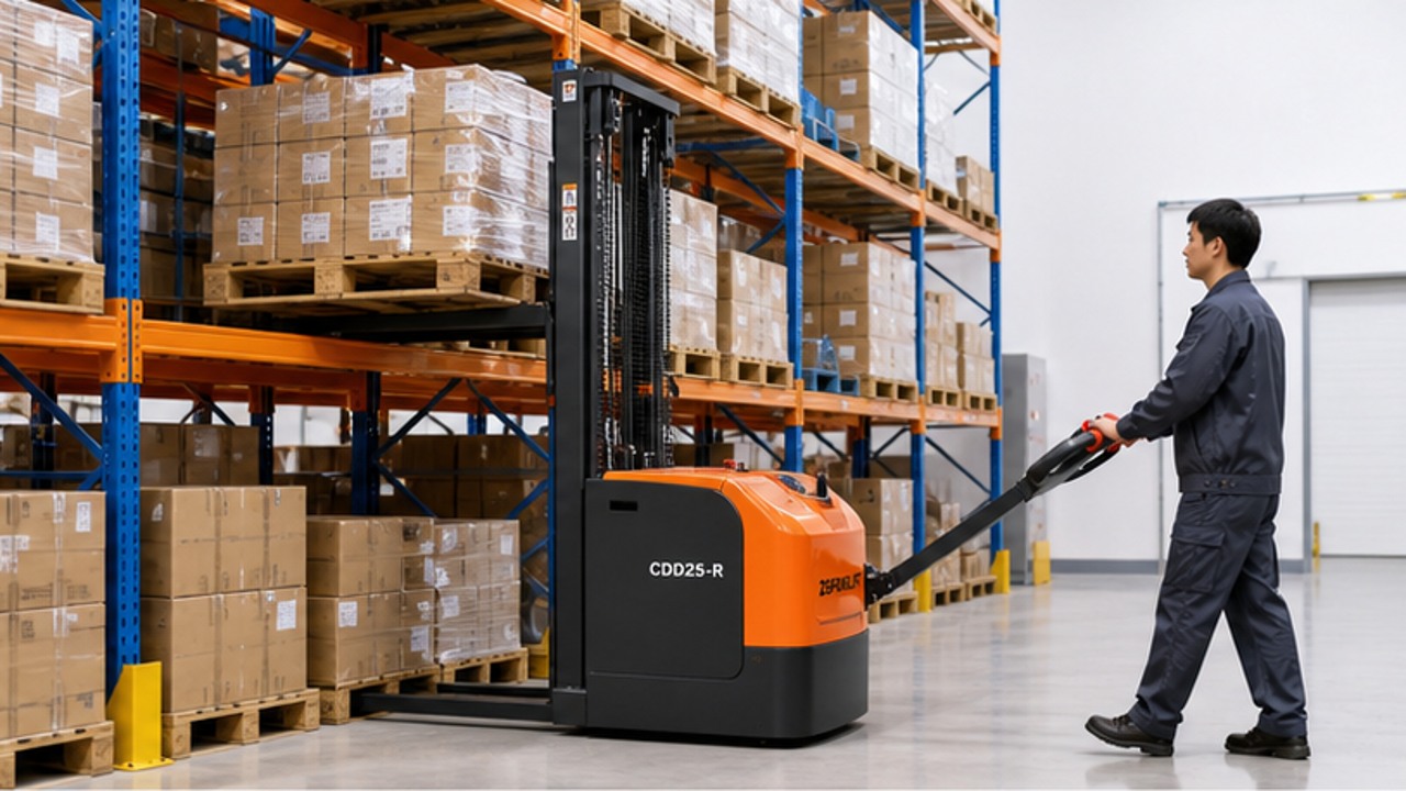 CDD25-R electric pallet stacker in a customer application scene