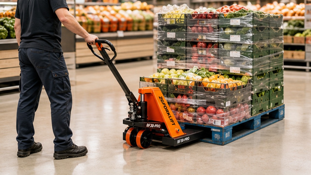 BF30-PRO manual pallet truck in a customer application scene