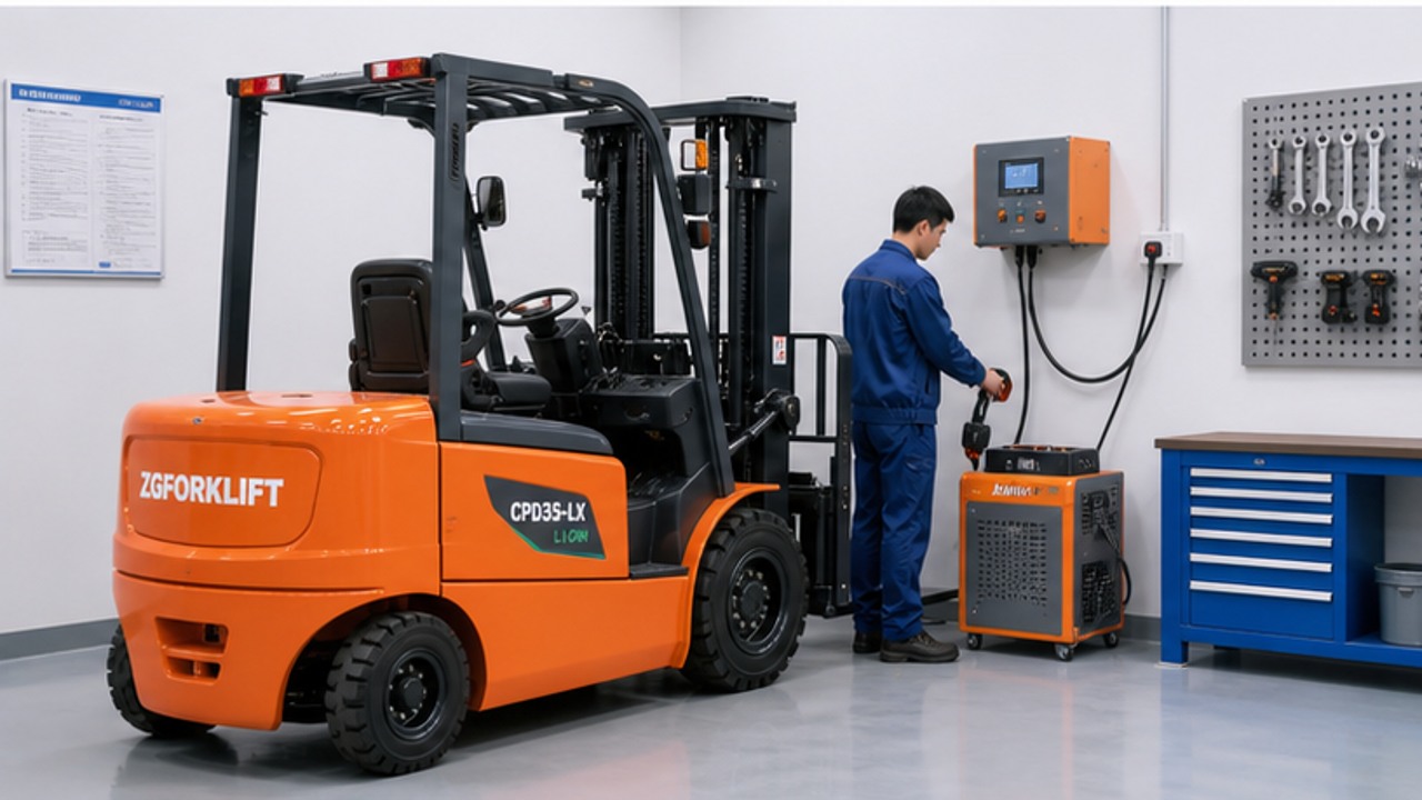 CPD35-LX lithium electric forklift dealer service and maintenance scene