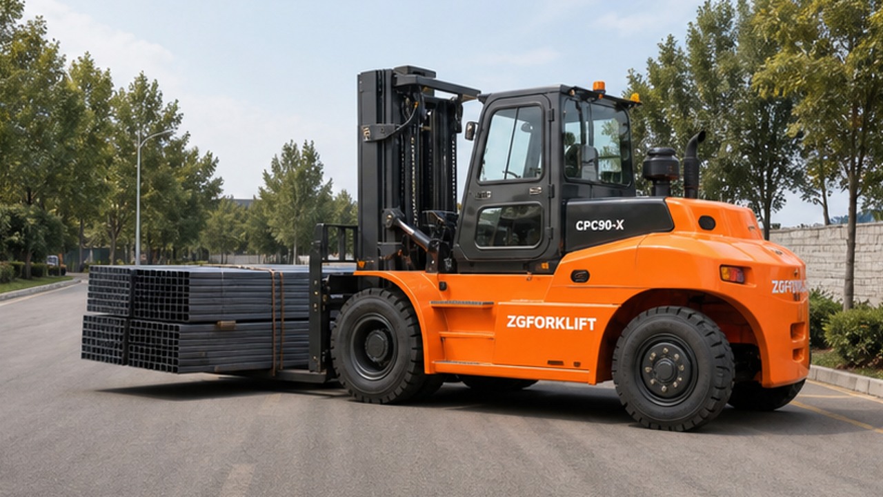 CPC90-X heavy-duty diesel forklift selection and industry scene