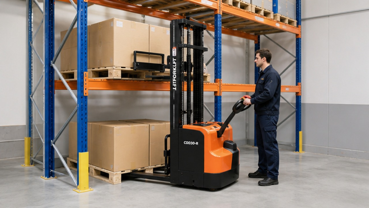 CDD30-R electric pallet stacker in a customer application scene