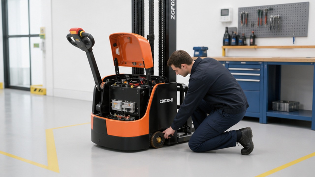 CDD30-R electric pallet stacker dealer service and maintenance scene