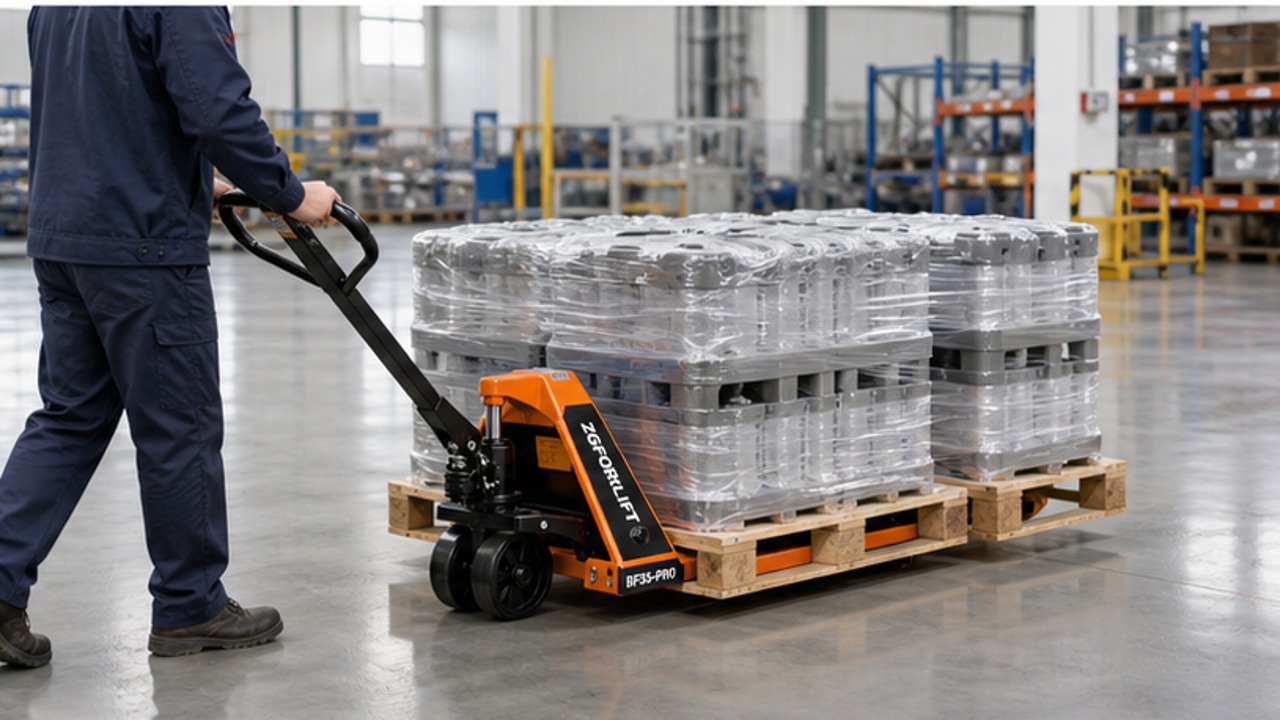 BF35-PRO manual pallet truck in a customer application scene