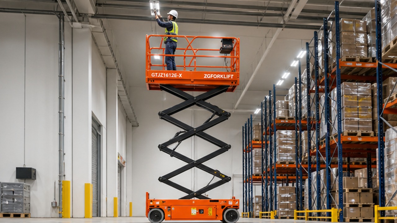 GTJZ1612E-X electric scissor lift in a customer application scene
