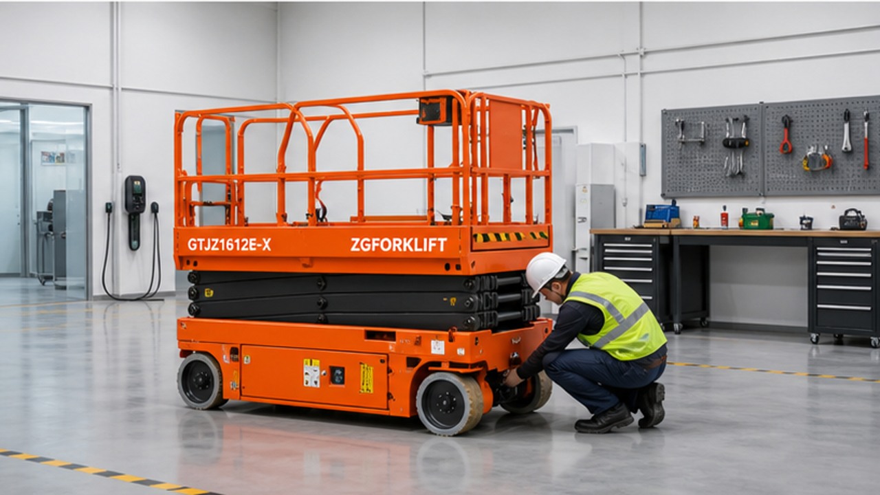 GTJZ1612E-X electric scissor lift dealer service and maintenance scene