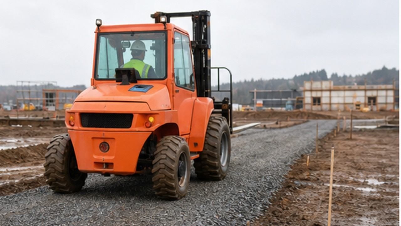 Related Rear-pivot Rough Terrain Forklift 1 bright operating scene