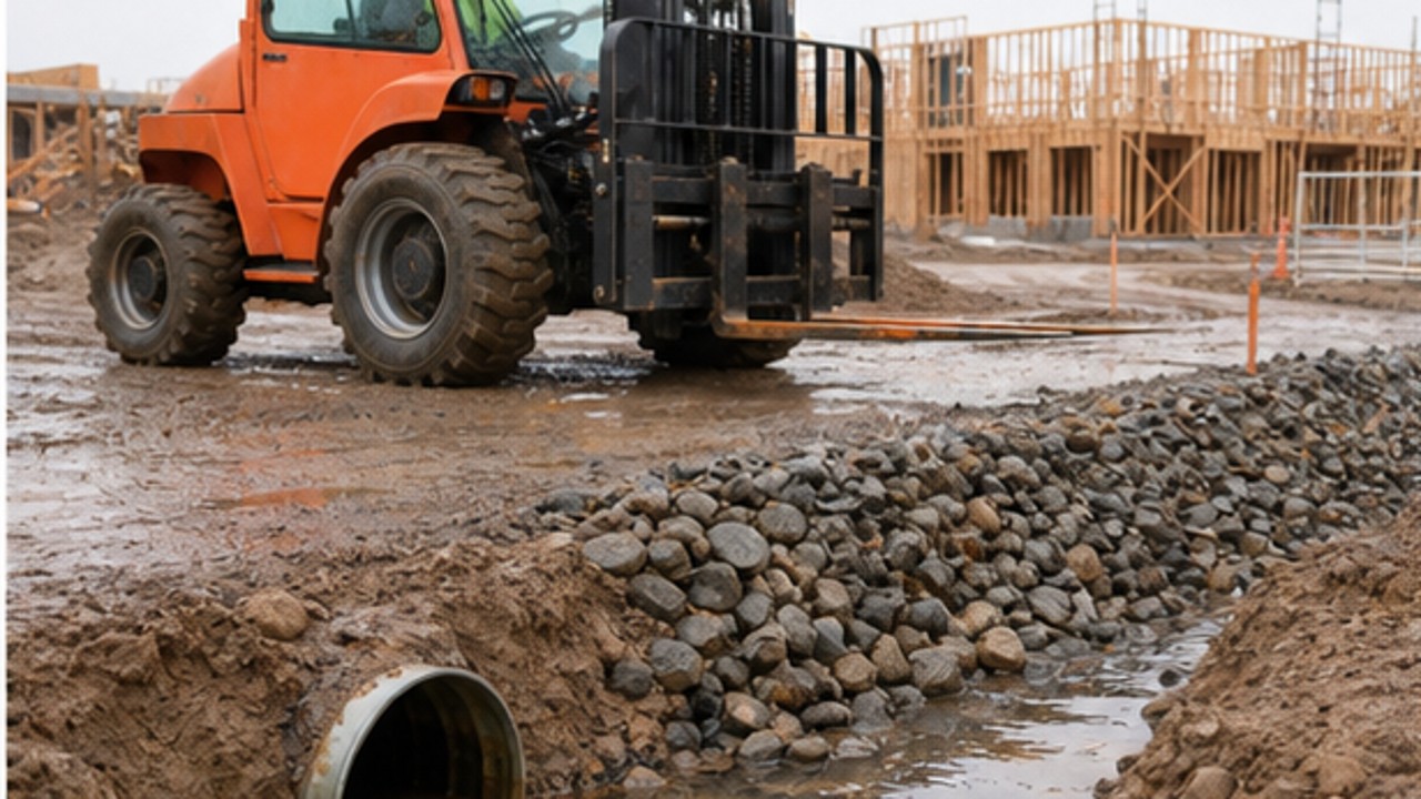 Related Rear-pivot Rough Terrain Forklift 2 bright operating scene