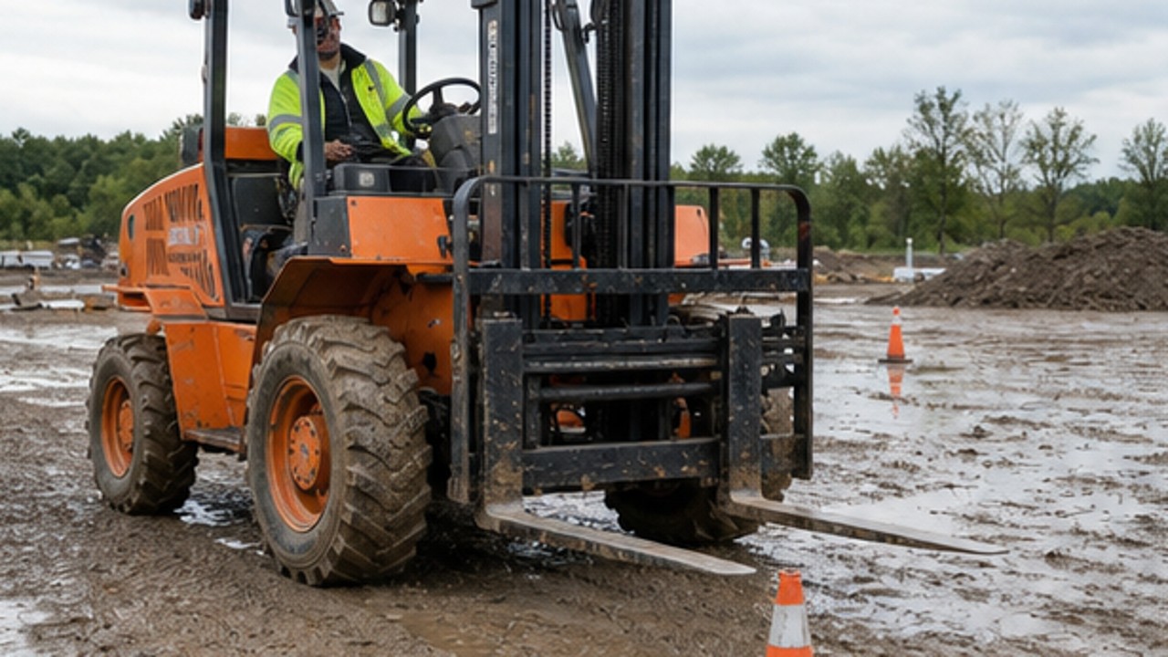 Related Rear-pivot Rough Terrain Forklift 2 bright operating scene