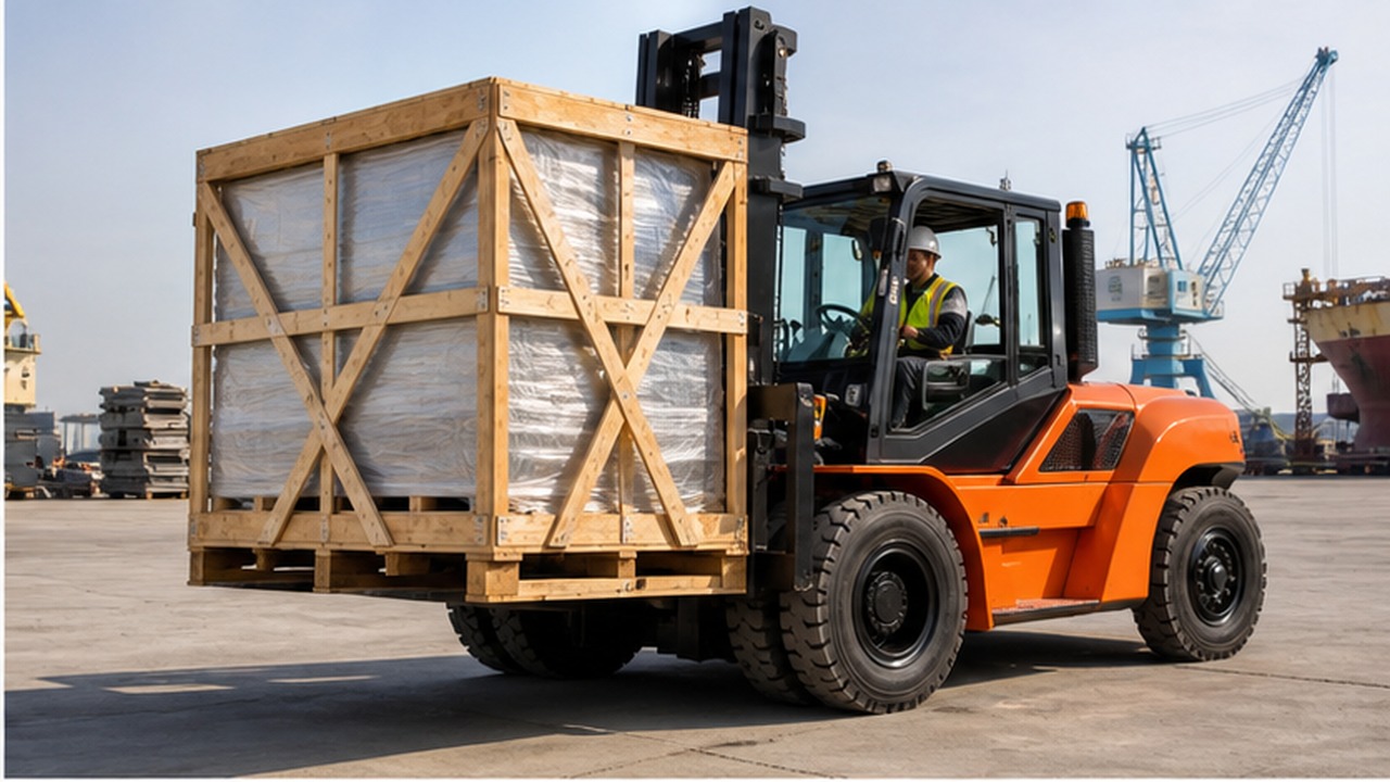 CPC95-X heavy-duty diesel forklift in a customer application scene