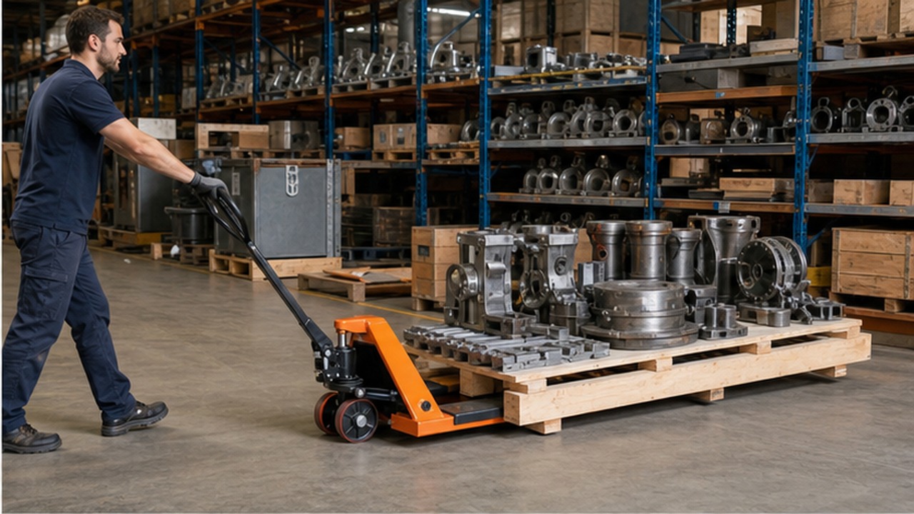 BF40-PRO manual pallet truck in a customer application scene