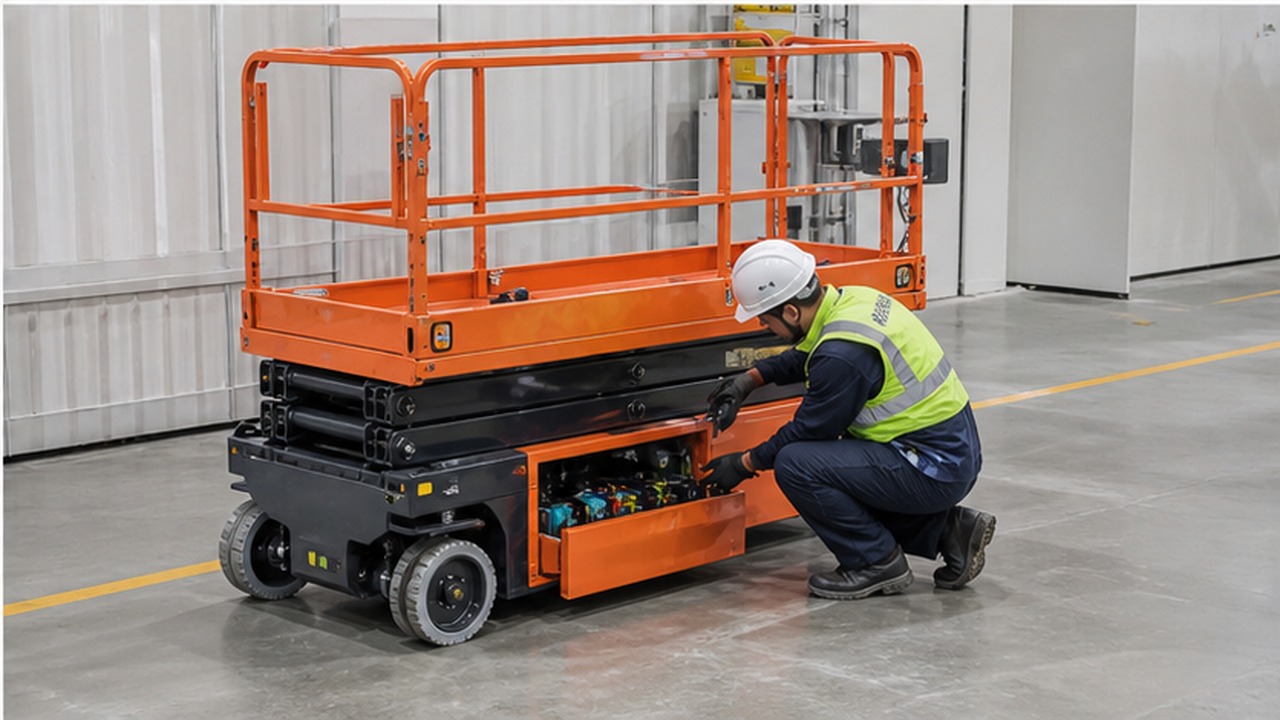 GTJZ1812E-X electric scissor lift dealer service and maintenance scene