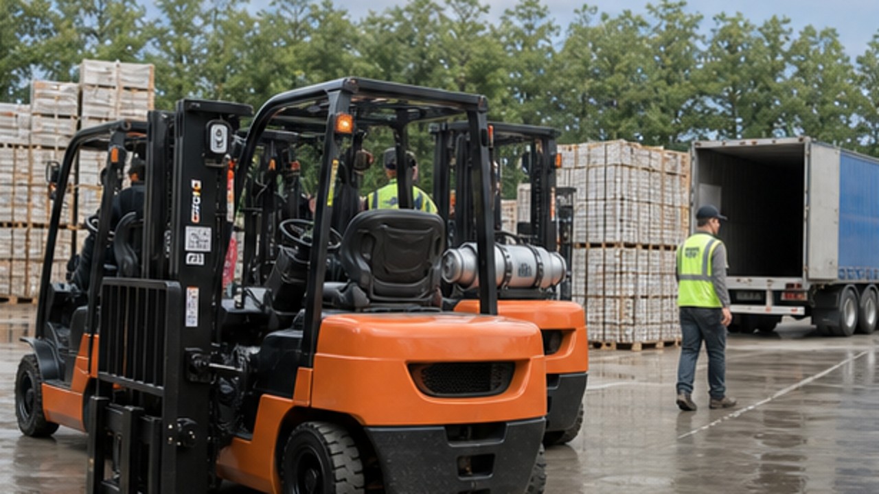 Related Diesel Forklift 2 bright operating scene