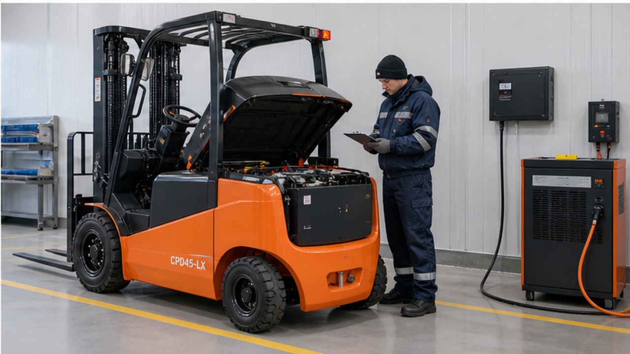 CPD45-LX lithium electric forklift dealer service and maintenance scene
