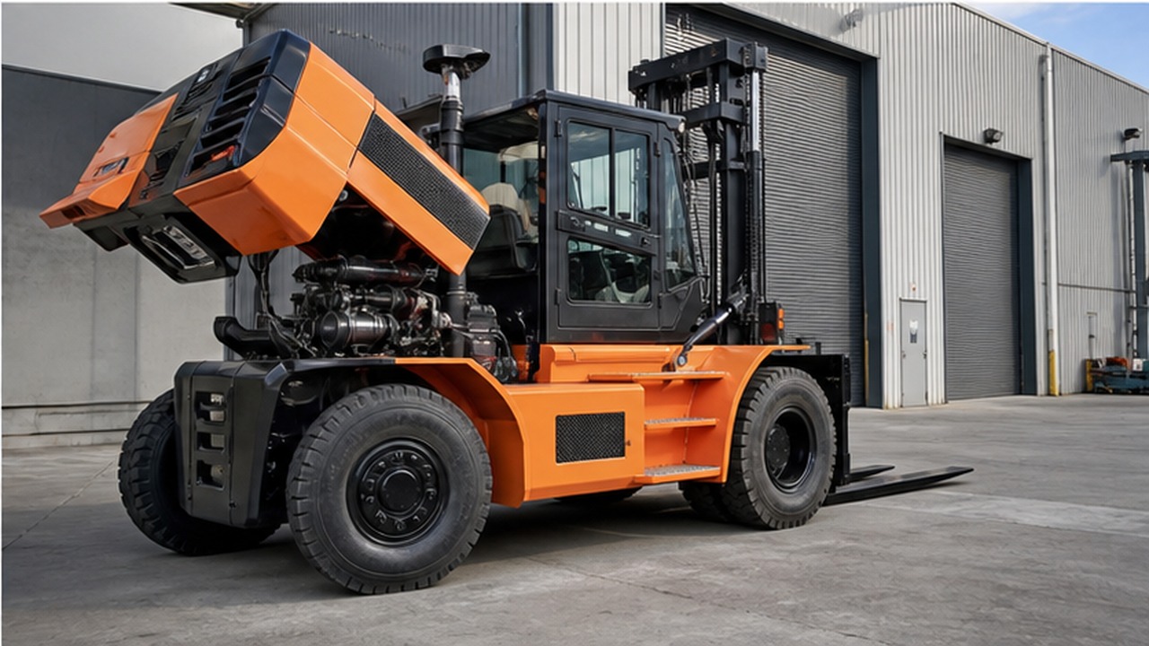 CPC100-X heavy-duty diesel forklift dealer service and maintenance scene