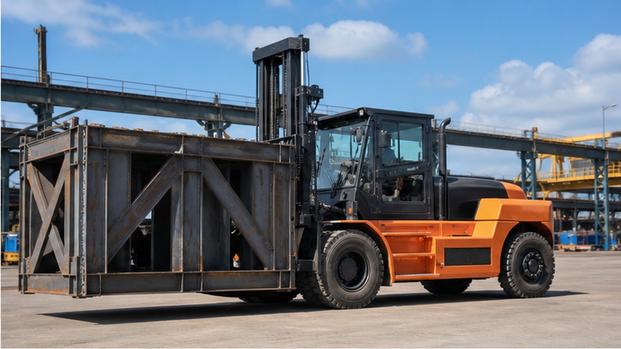 CPC100-X heavy-duty diesel forklift in a customer application scene