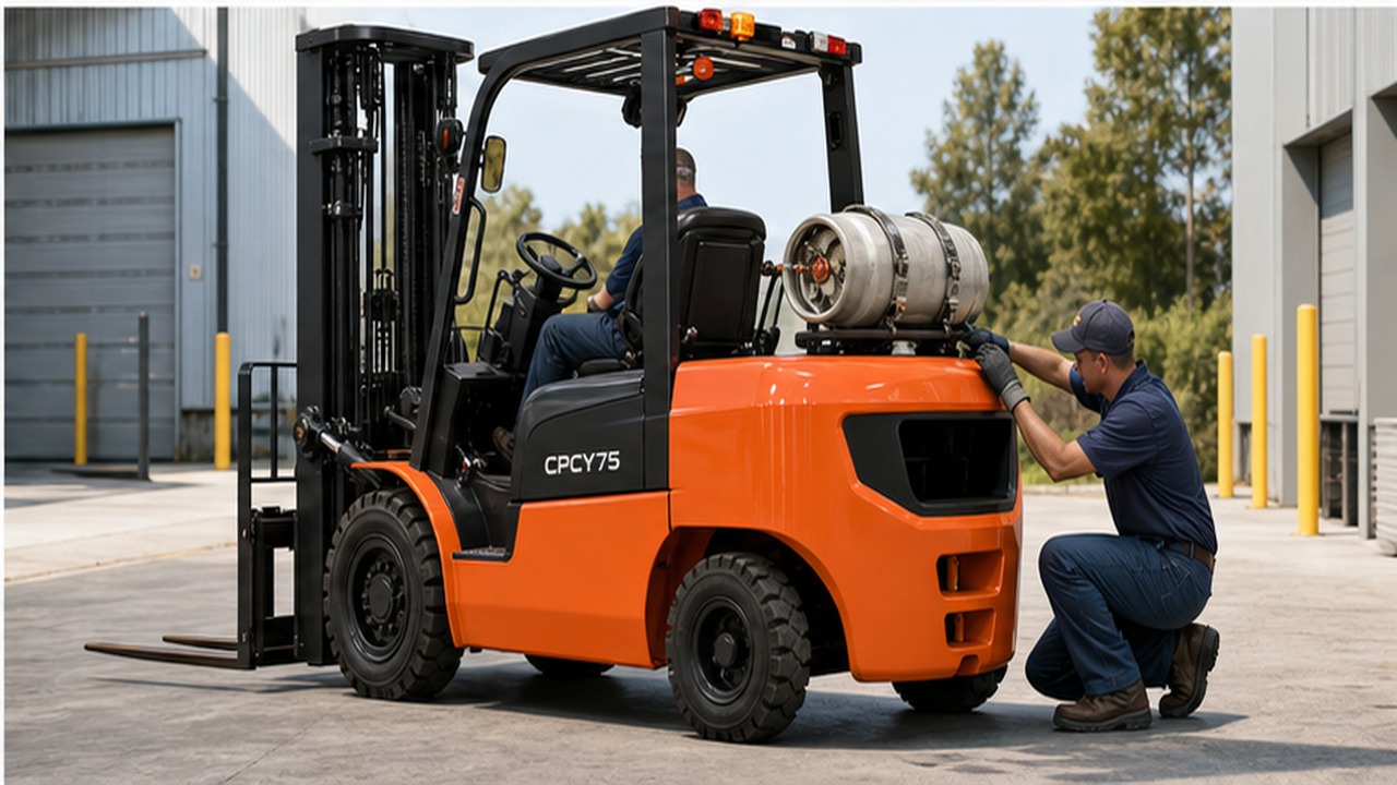 CPCY75 LPG forklift dealer service and maintenance scene