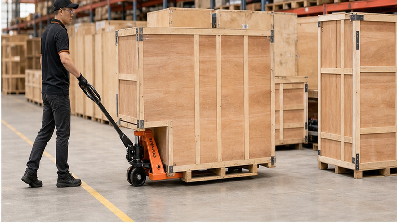 BF45-PRO manual pallet truck in a customer application scene
