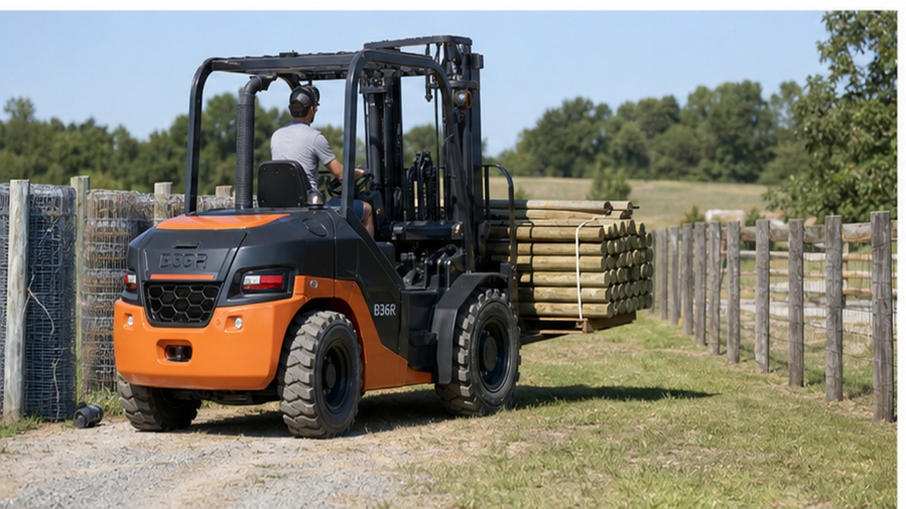 B36R rear-pivot rough-terrain forklift selection and industry scene