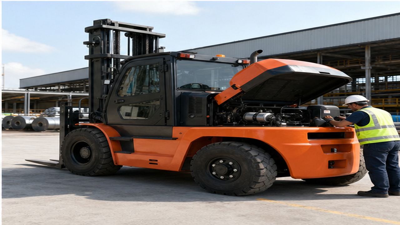CPC110-X heavy-duty diesel forklift dealer service and maintenance scene