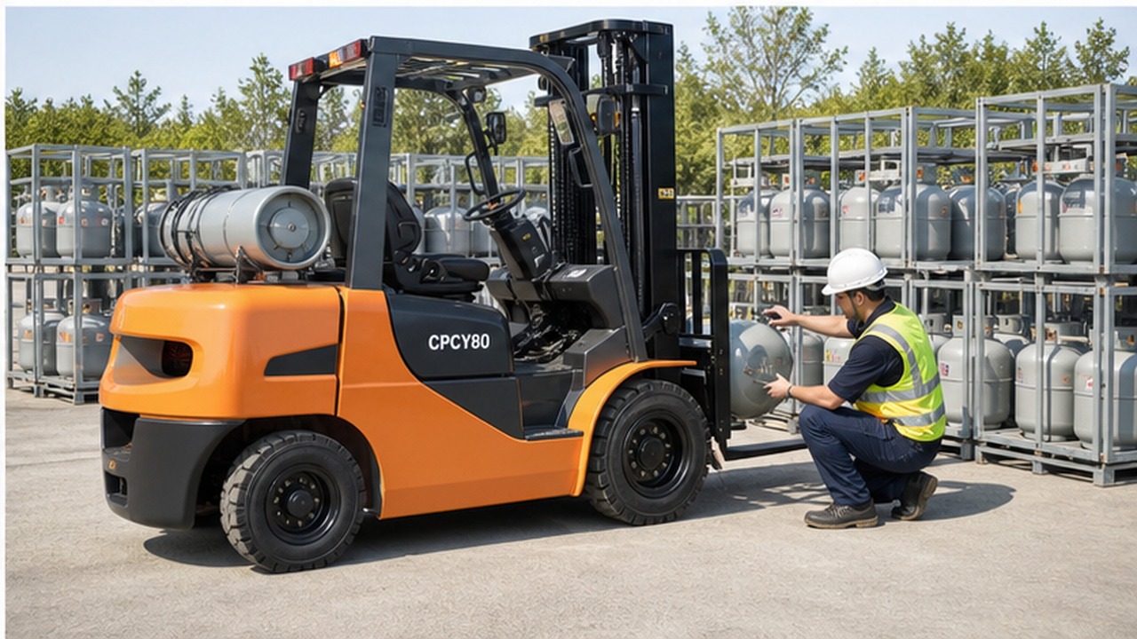 CPCY80 LPG forklift dealer service and maintenance scene