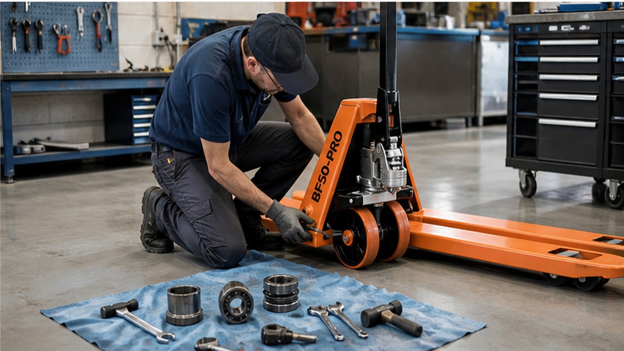 BF50-PRO manual pallet truck dealer service and maintenance scene