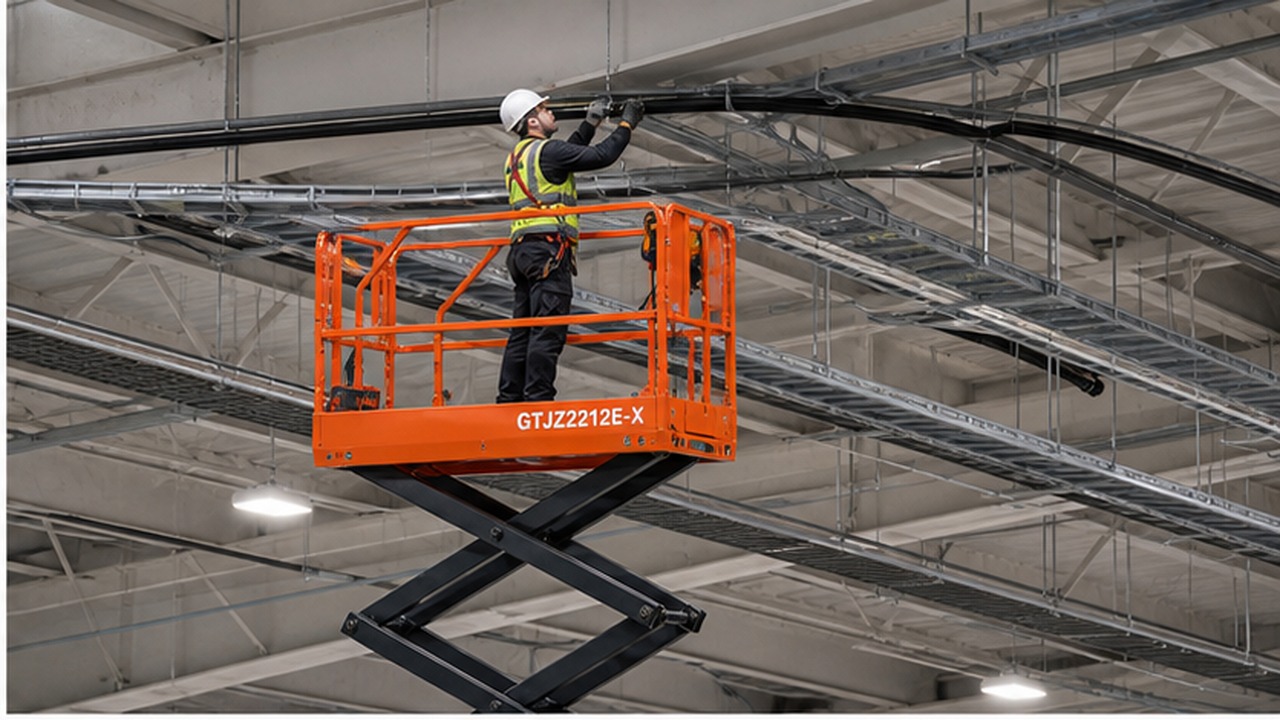 GTJZ2212E-X electric scissor lift in a customer application scene