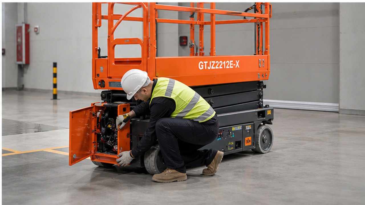 GTJZ2212E-X electric scissor lift dealer service and maintenance scene