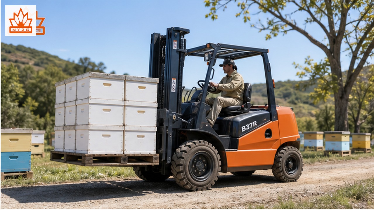 B37R rear-pivot rough-terrain forklift in a customer application scene