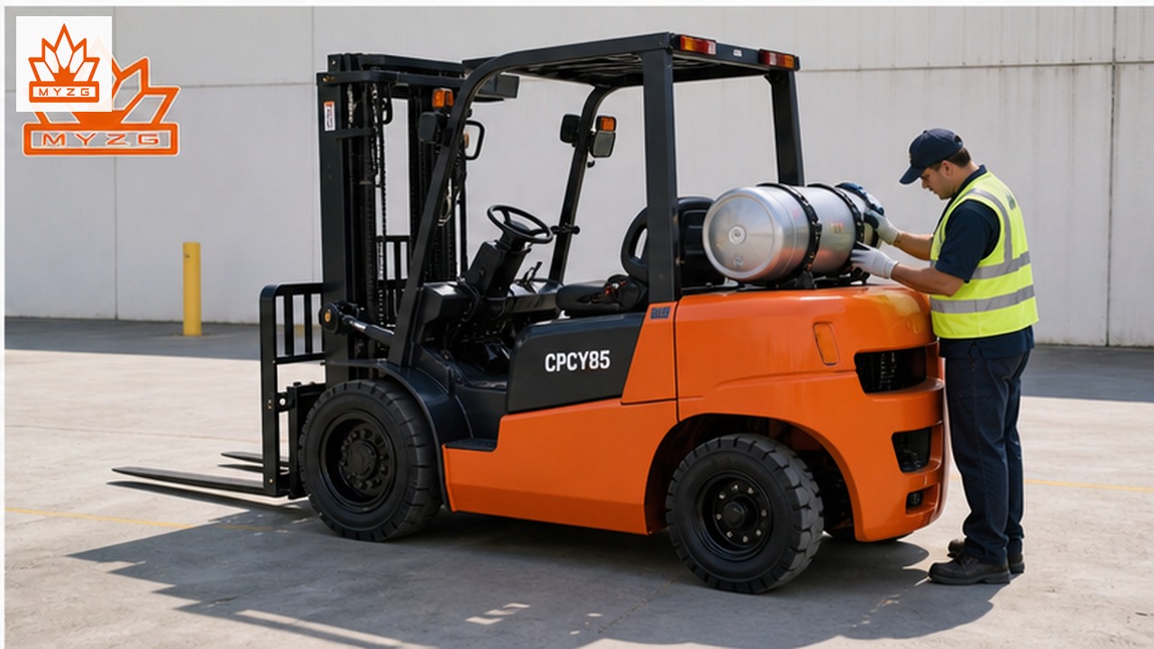 CPCY85 LPG forklift dealer service and maintenance scene