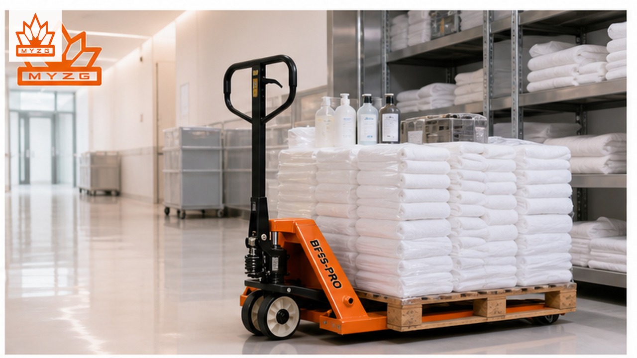 BF55-PRO manual pallet truck in a customer application scene