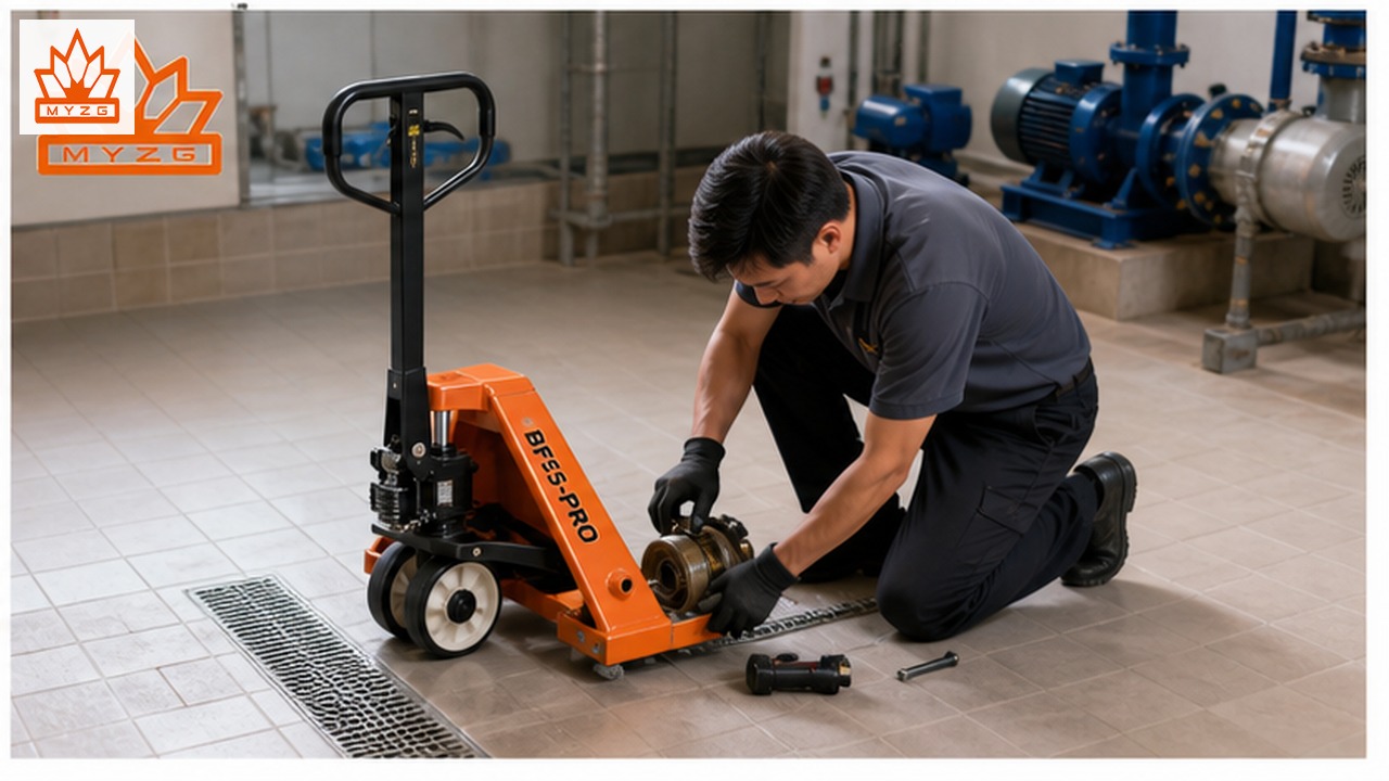 BF55-PRO manual pallet truck dealer service and maintenance scene