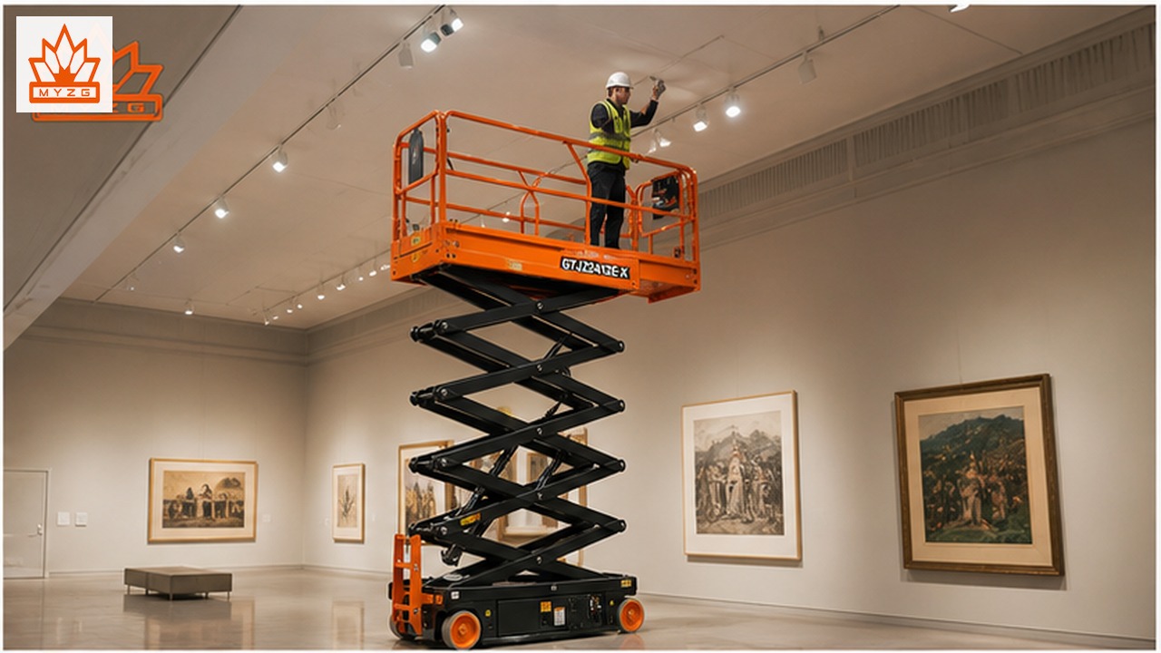 GTJZ2412E-X electric scissor lift in a customer application scene