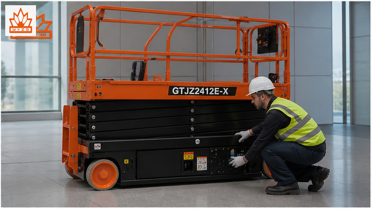 GTJZ2412E-X electric scissor lift dealer service and maintenance scene