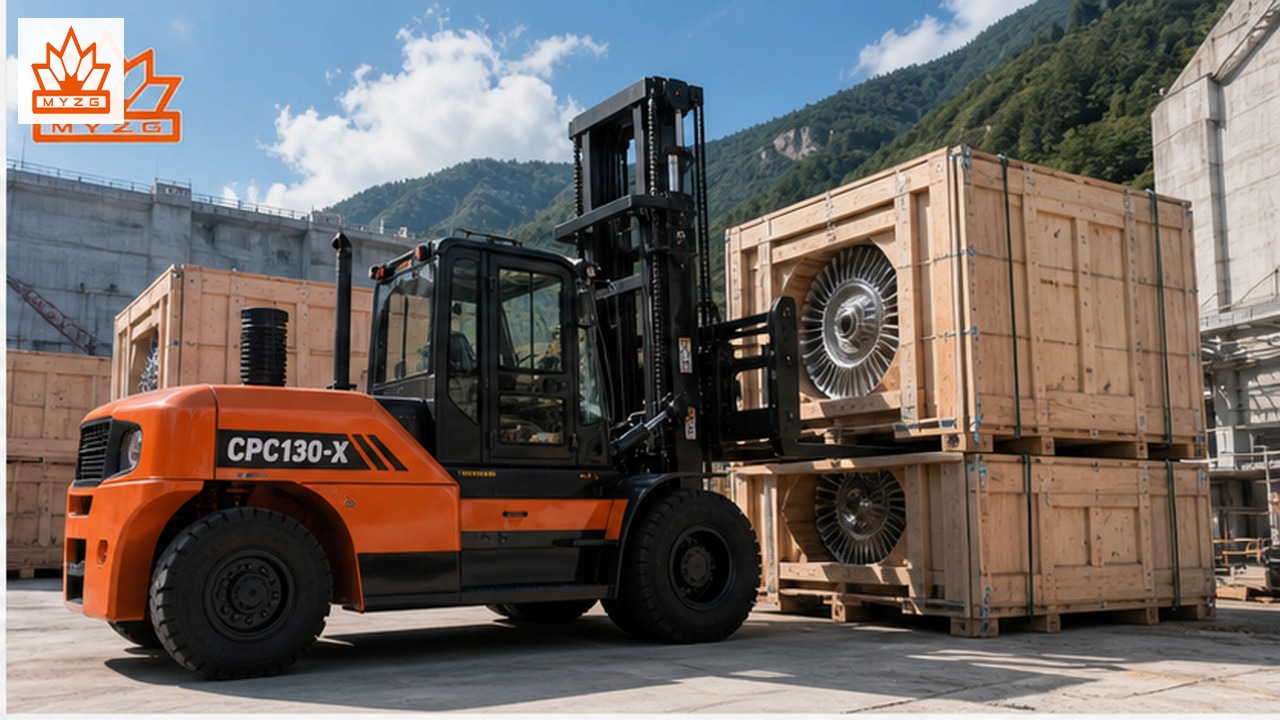 CPC130-X heavy-duty diesel forklift in a customer application scene