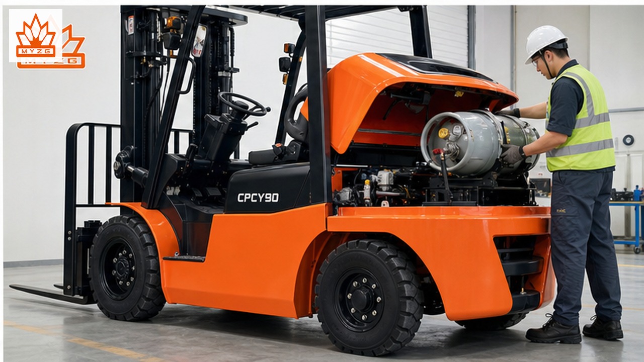 CPCY90 LPG forklift dealer service and maintenance scene