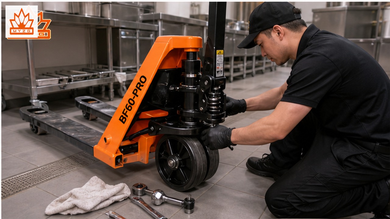 BF60-PRO manual pallet truck dealer service and maintenance scene