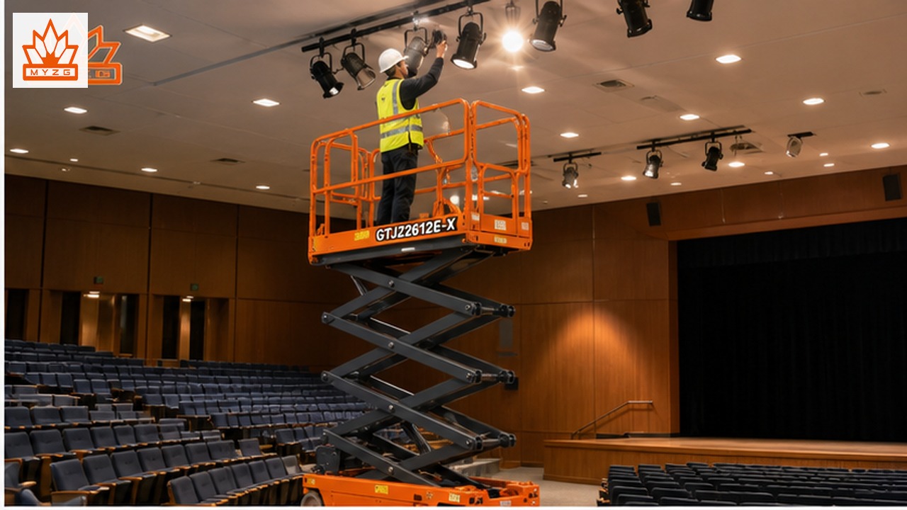 GTJZ2612E-X electric scissor lift in a customer application scene