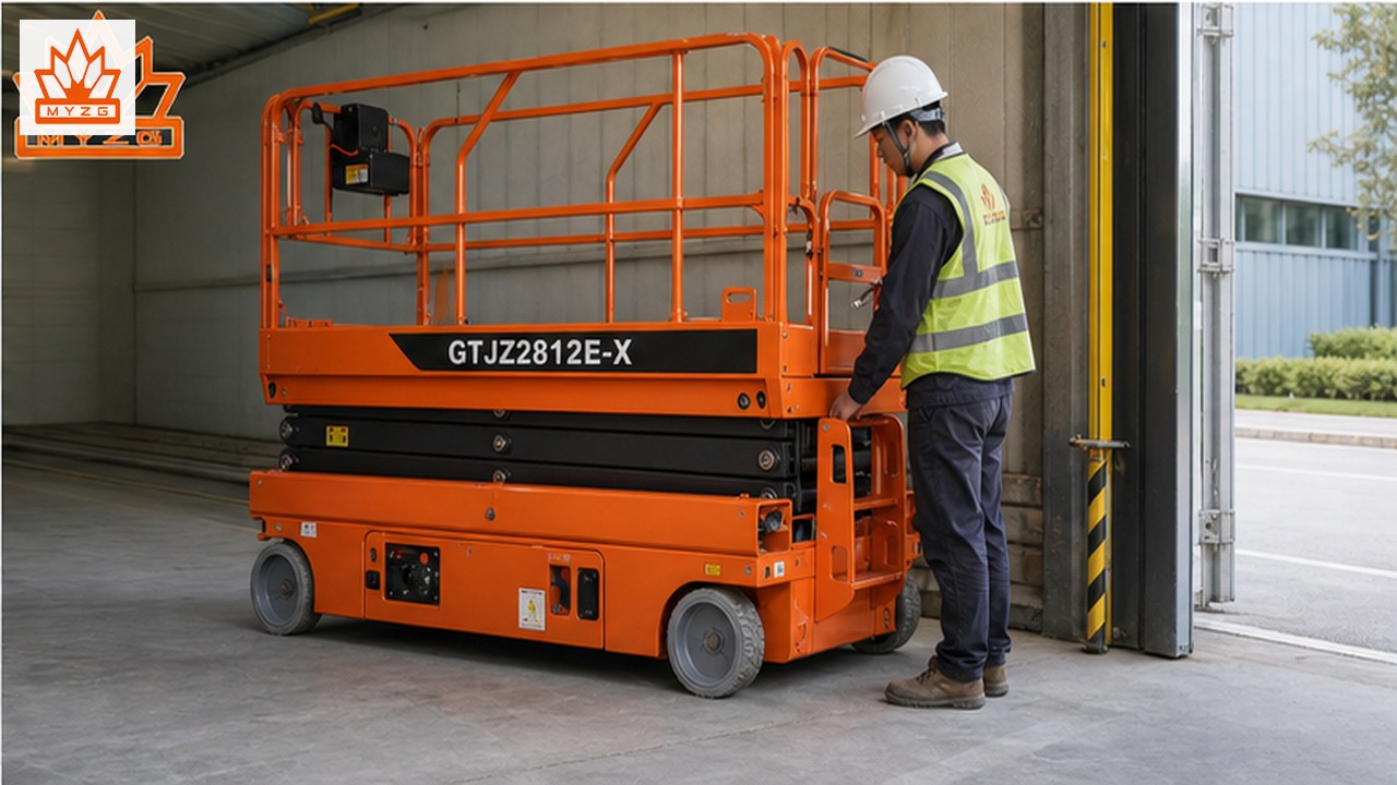 GTJZ2812E-X electric scissor lift dealer service and maintenance scene