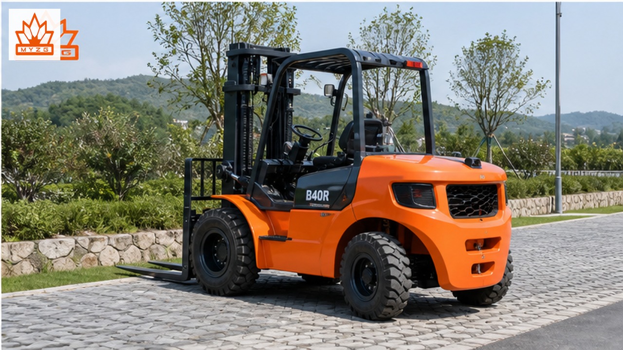 B40R rear-pivot rough-terrain forklift dealer service and maintenance scene