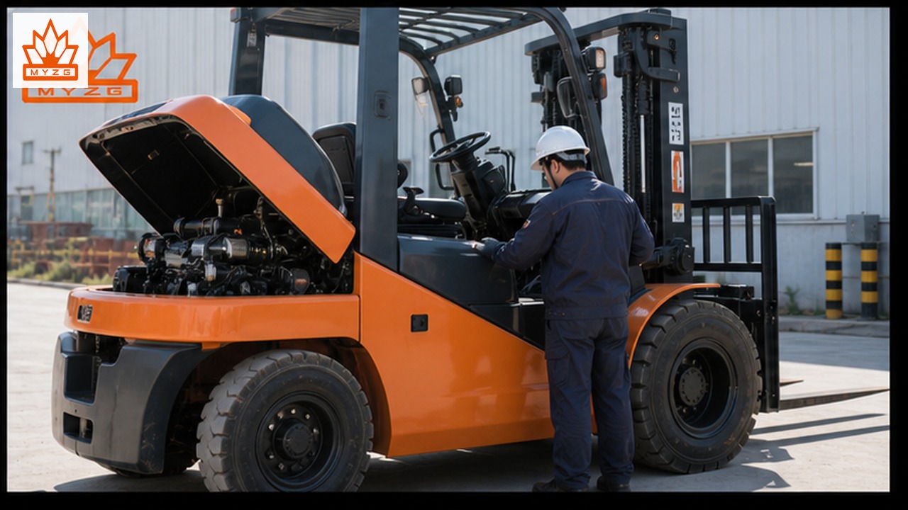 CPC150-X heavy-duty diesel forklift dealer service and maintenance scene