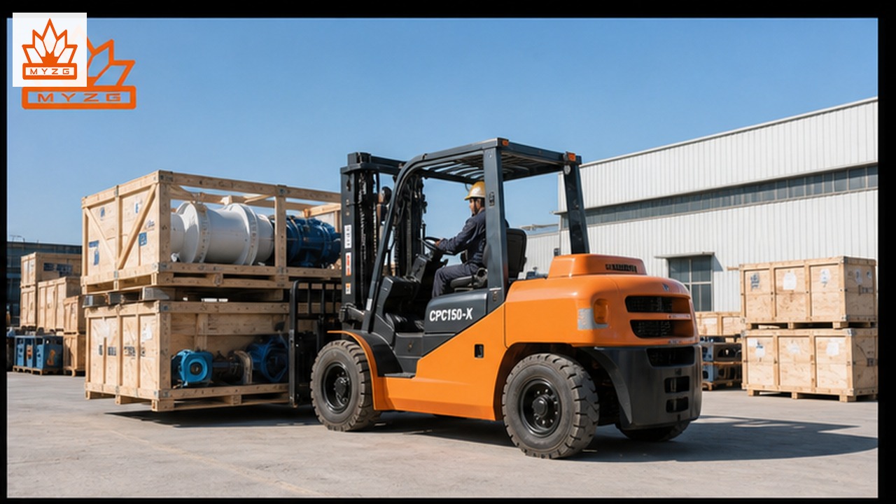 CPC150-X heavy-duty diesel forklift in a customer application scene