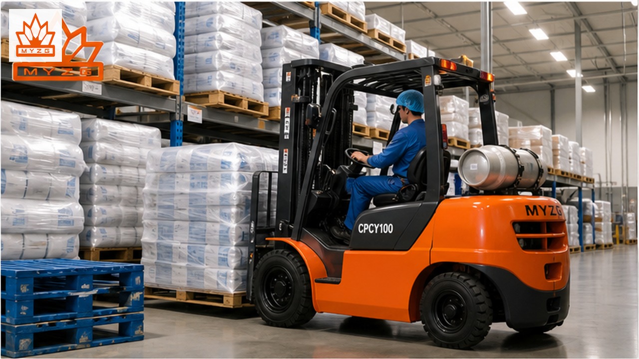 CPCY100 LPG forklift in a customer application scene