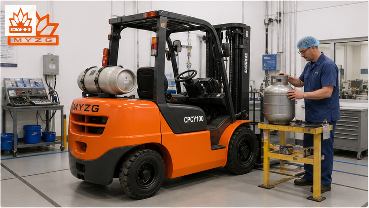 CPCY100 LPG forklift dealer service and maintenance scene