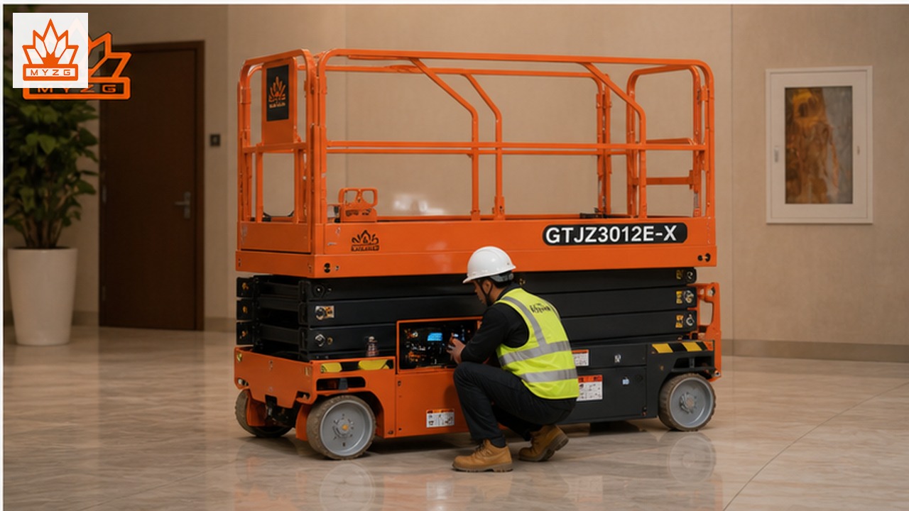 GTJZ3012E-X electric scissor lift dealer service and maintenance scene