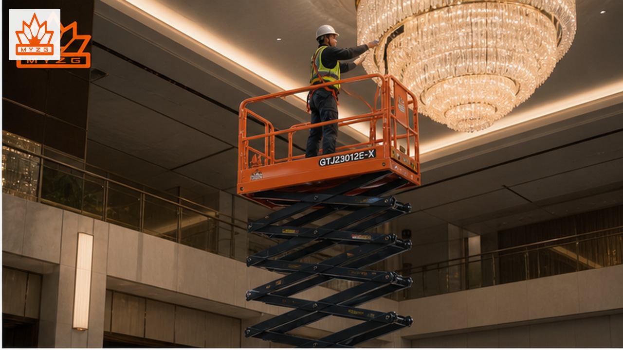 GTJZ3012E-X electric scissor lift in a customer application scene