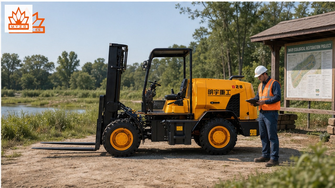 B41R rear-pivot rough-terrain forklift dealer service and maintenance scene