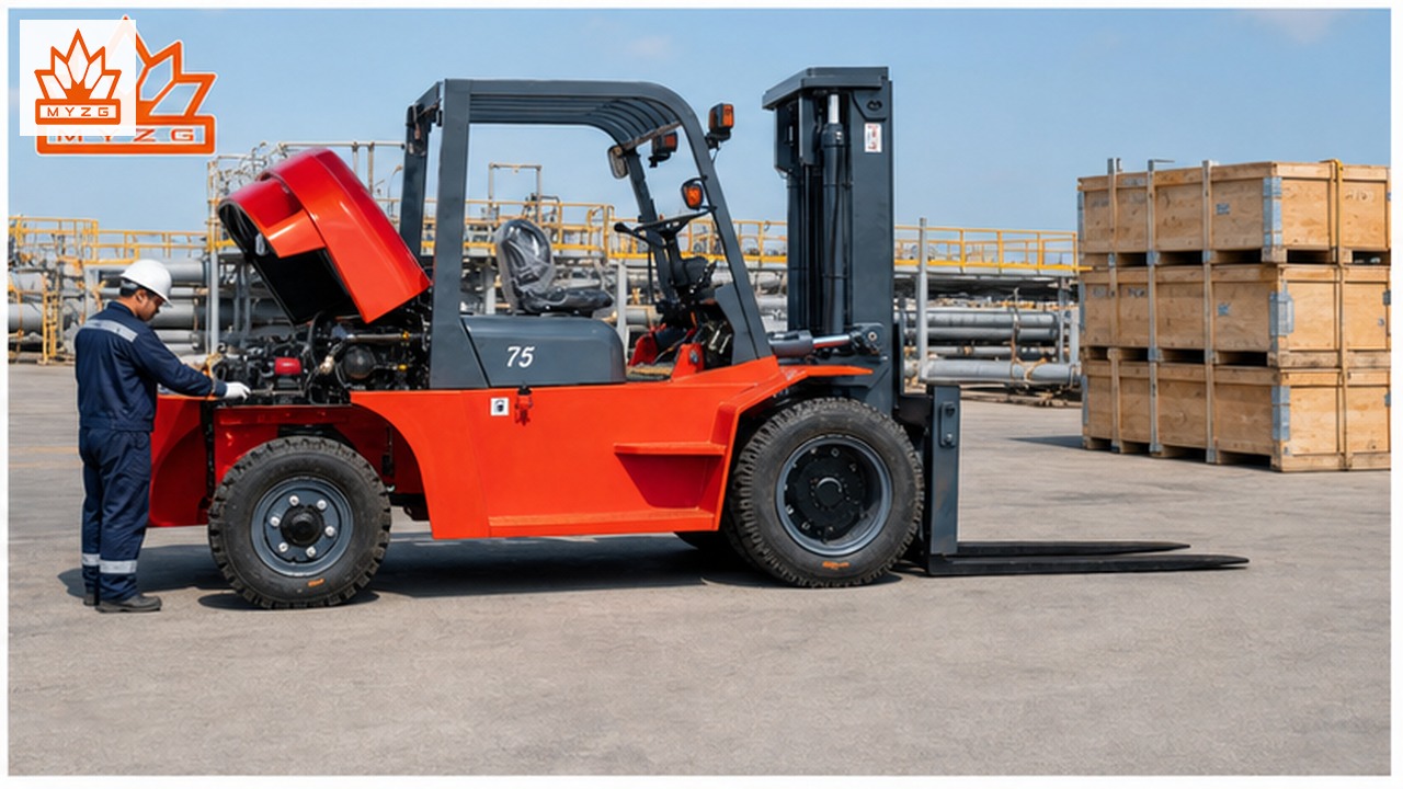 CPC160-X heavy-duty diesel forklift dealer service and maintenance scene