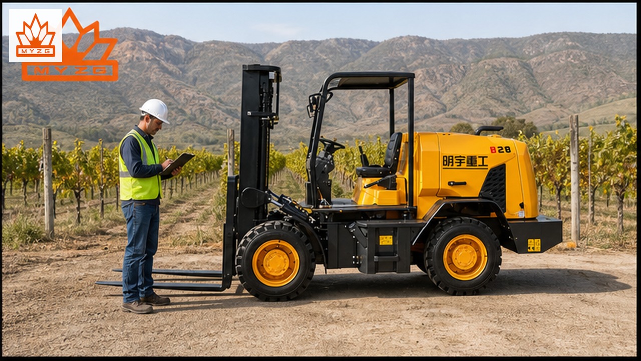 B42R rear-pivot rough-terrain forklift dealer service and maintenance scene